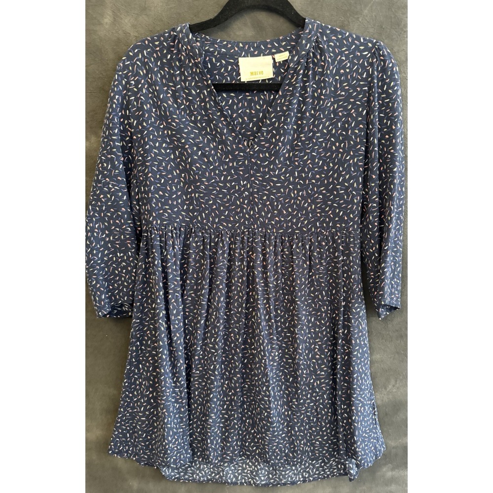 Maeve Anthropologie Navy Print Dress Women’s XS Work Party Casual Chic Feminine